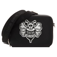 Christian Dior Stussy Double Zip Crossbody Pouch Leather with Applique