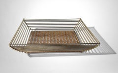 Christian Dior Style Lucite And Vienna Straw Basket