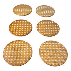Sous-verres « Christian Dior Style » en lucite et rotin, lot de 6, Italie, 1970