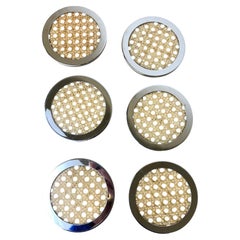 Christian Dior Style Lucite & Rattan coasters, set of 6, Italy, circa 1970