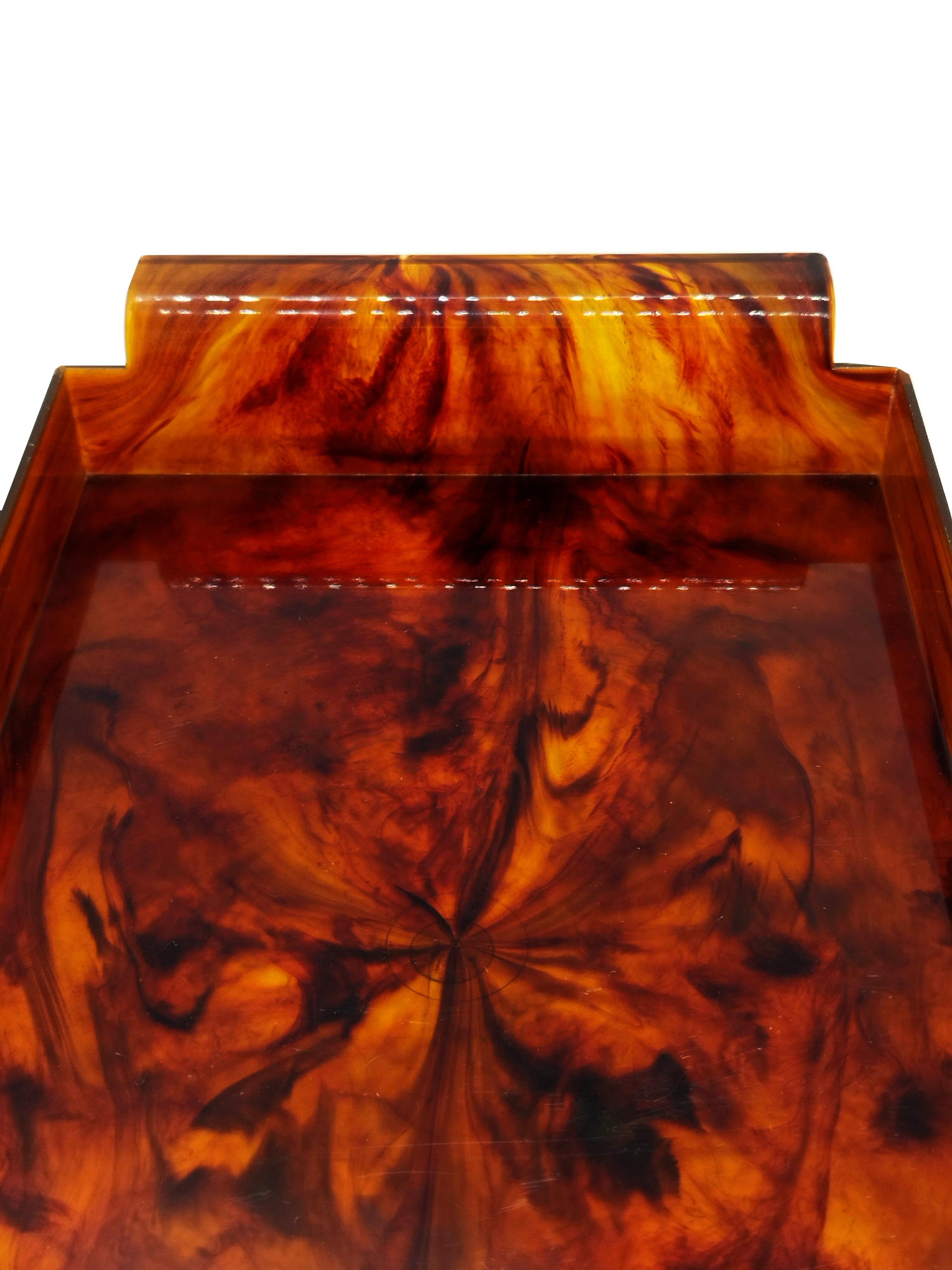 Christian Dior Style Tortoiseshell Lucite Tray , Italy 1970s In Good Condition In Naples, IT