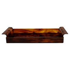 Christian Dior Style Tortoiseshell Lucite Tray , Italy 1970s