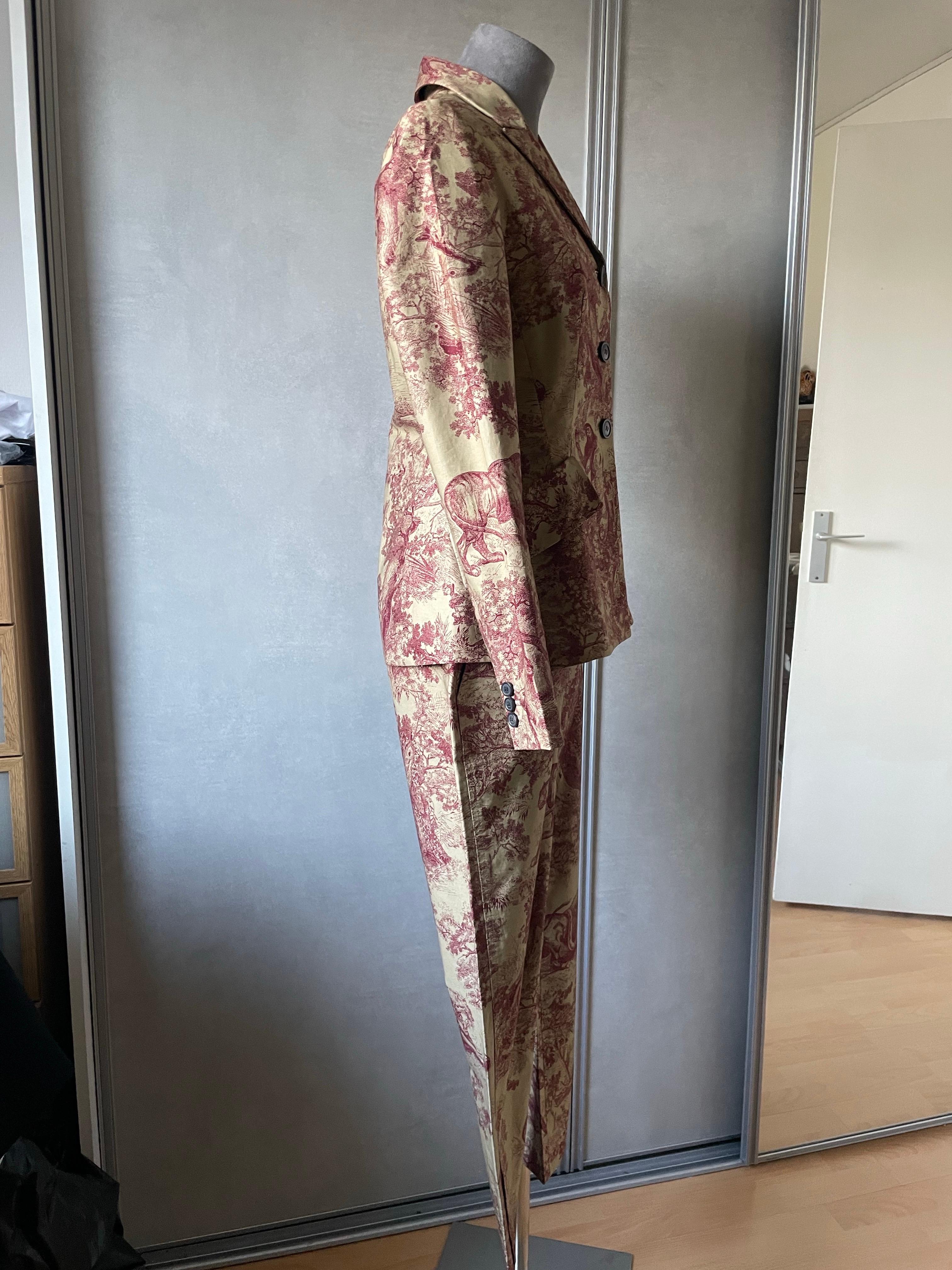CHRISTIAN DIOR Abito pantaloni e giacca modello Bar toile de jouy In condizioni ottime in vendita a CACHAN, FR