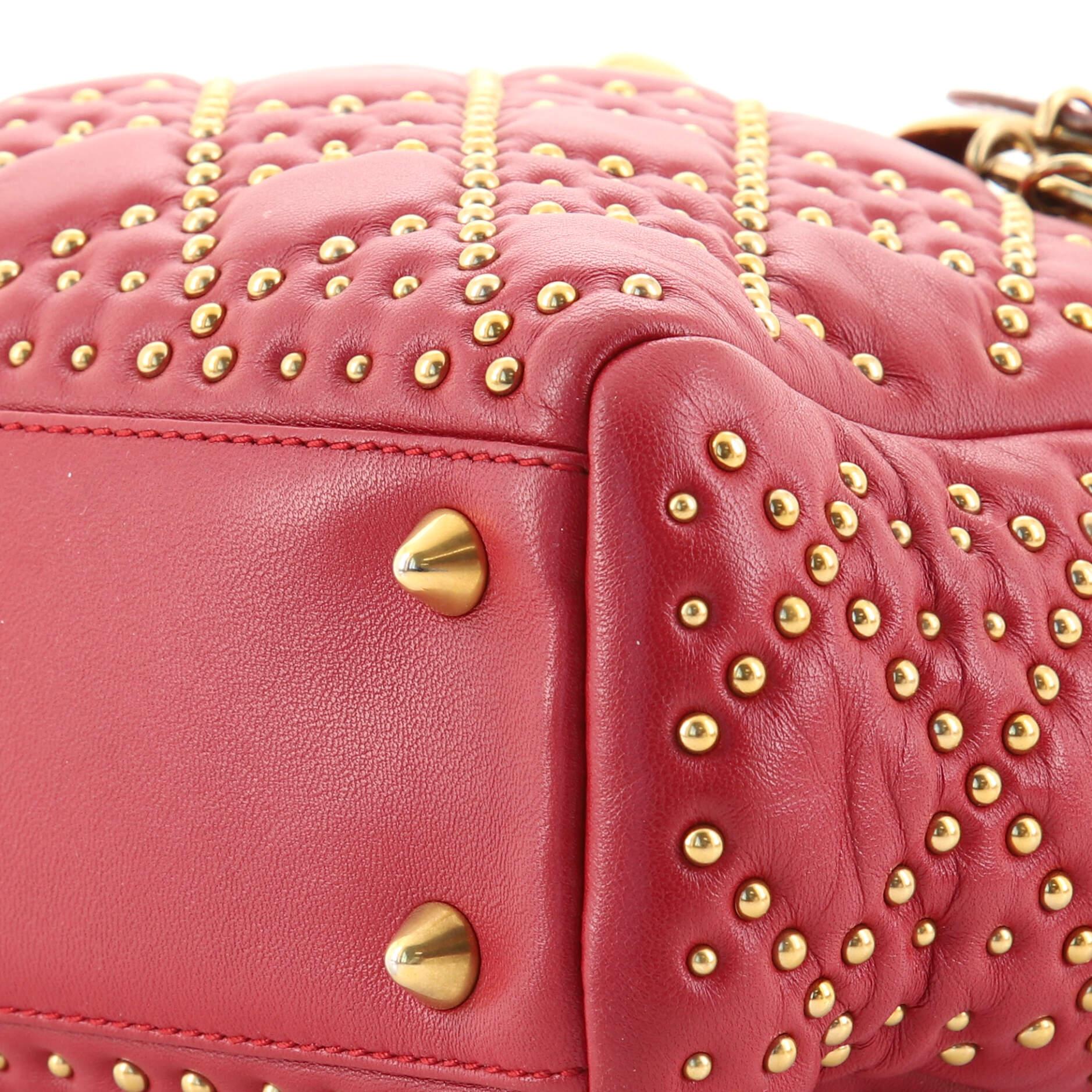Christian Dior Supple Lady Dior Bag Cannage Studded Lambskin Small In Good Condition In NY, NY
