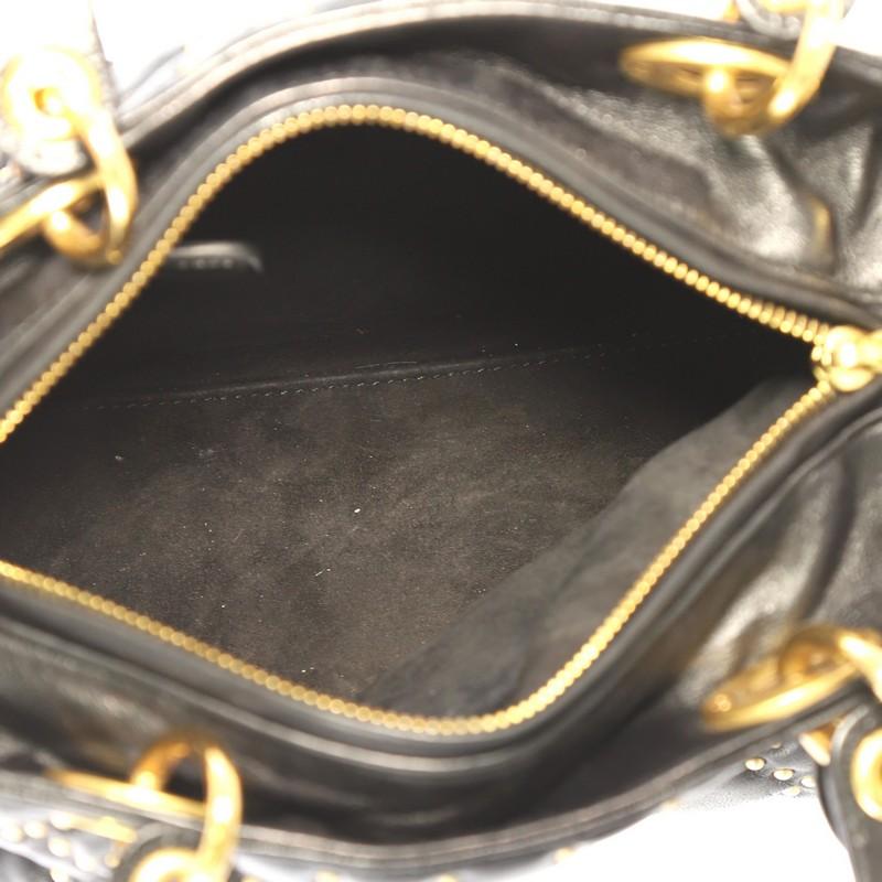Black Christian Dior Supple Lady Dior Bag Cannage Studded Leather Medium