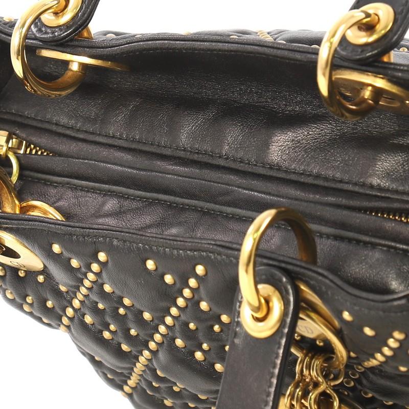 Christian Dior Supple Lady Dior Bag Cannage Studded Leather Medium In Good Condition In NY, NY