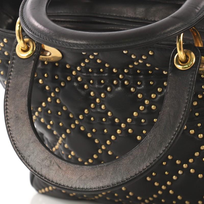 Women's or Men's Christian Dior Supple Lady Dior Bag Cannage Studded Leather Medium