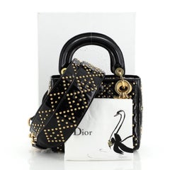 Christian Dior Geschmeidige Lady Dior Tasche Cannage Beschlagener Lack Mini