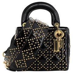 Christian Dior Supple Lady Dior Bag Cannage Studded Patent Mini