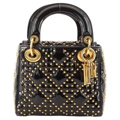 Christian Dior Supple Lady Dior Bag Cannage Studded Patent Mini