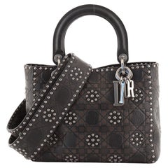 Christian Dior Supple Lady Dior Bag Studded Cannage Embossed Calfskin Med