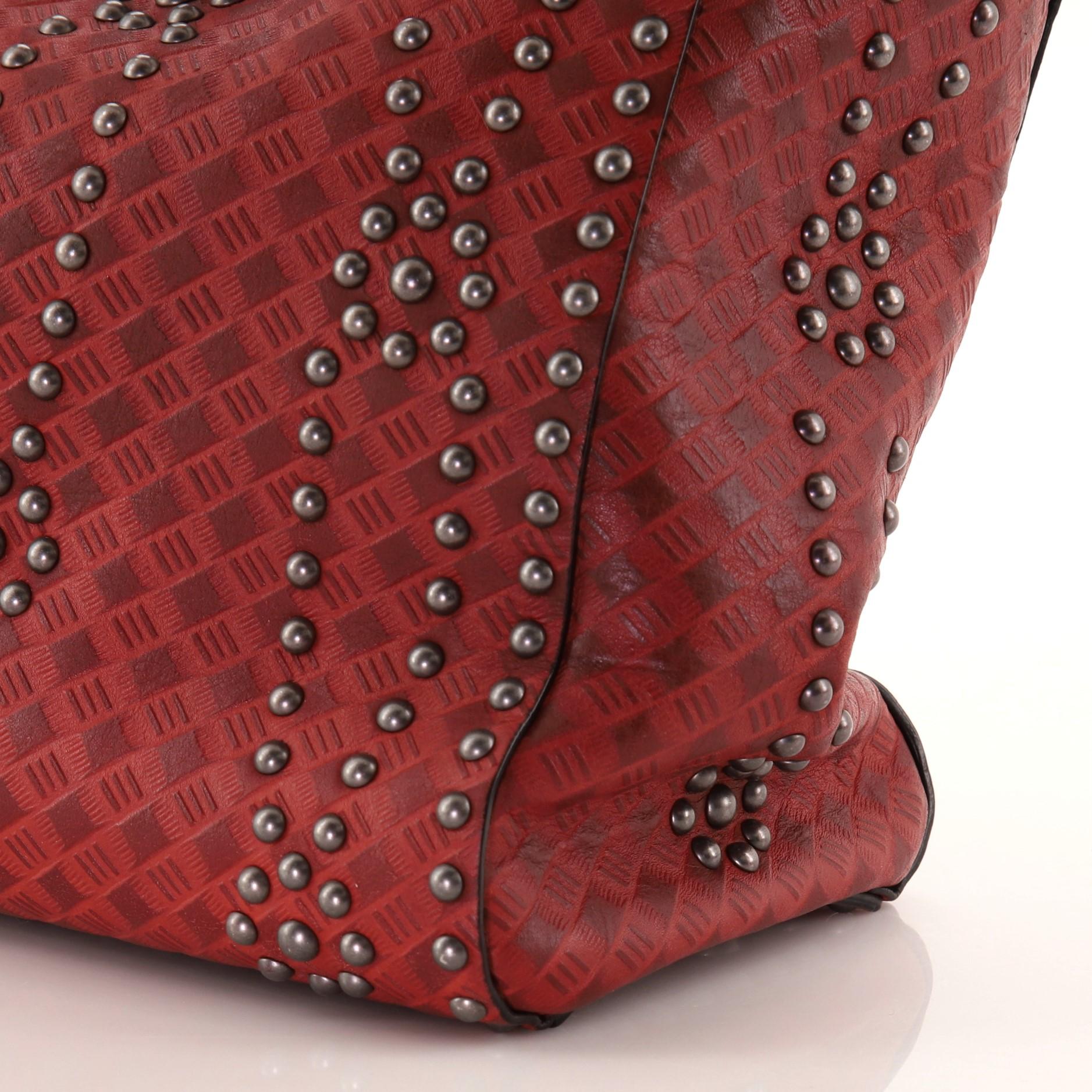 Christian Dior Supple Lady Dior Bag Studded Embossed Leather Large In Good Condition In NY, NY