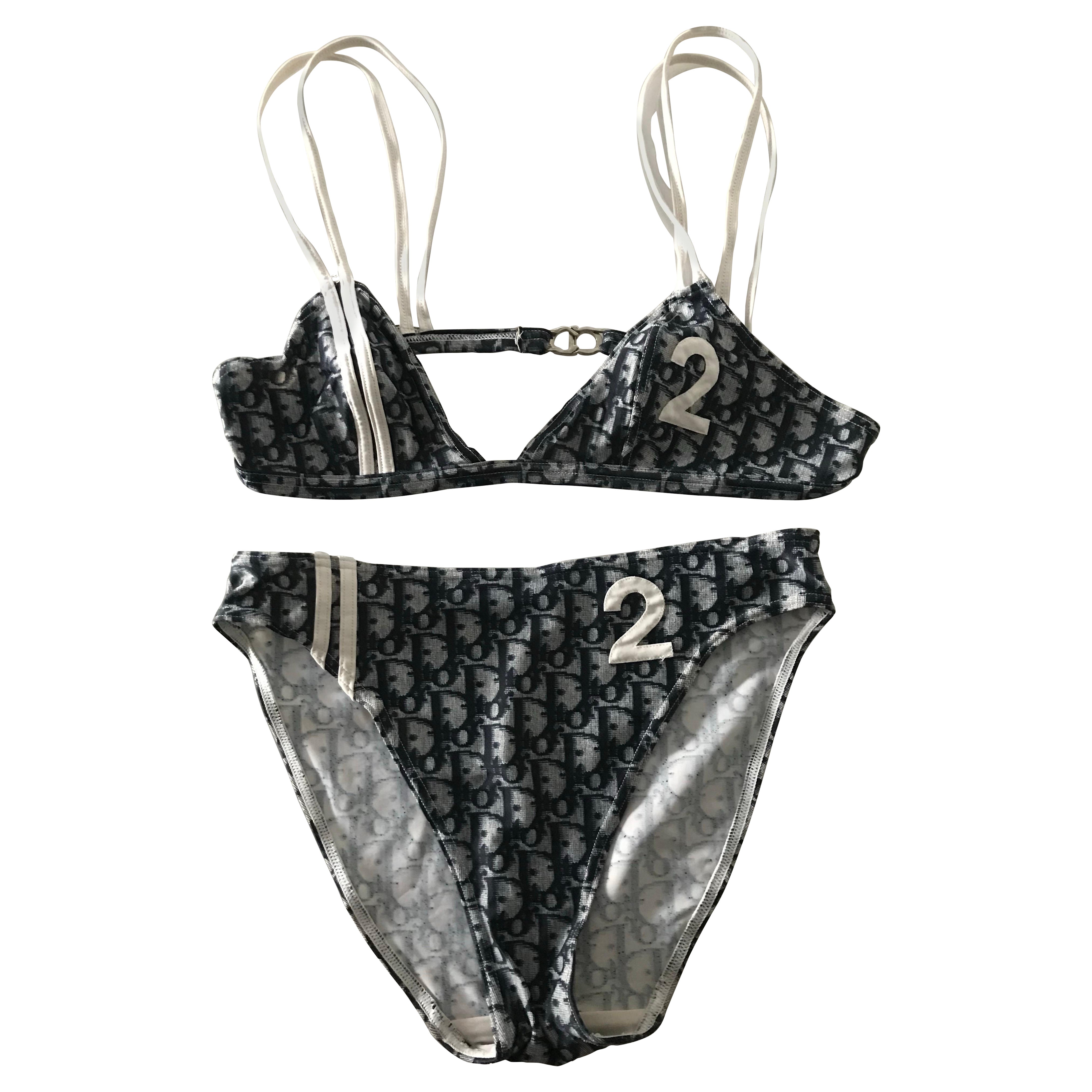 CHRISTIAN DIOR Maillot de bain monogramme oblique trotteur logo DIOR. Vintage.