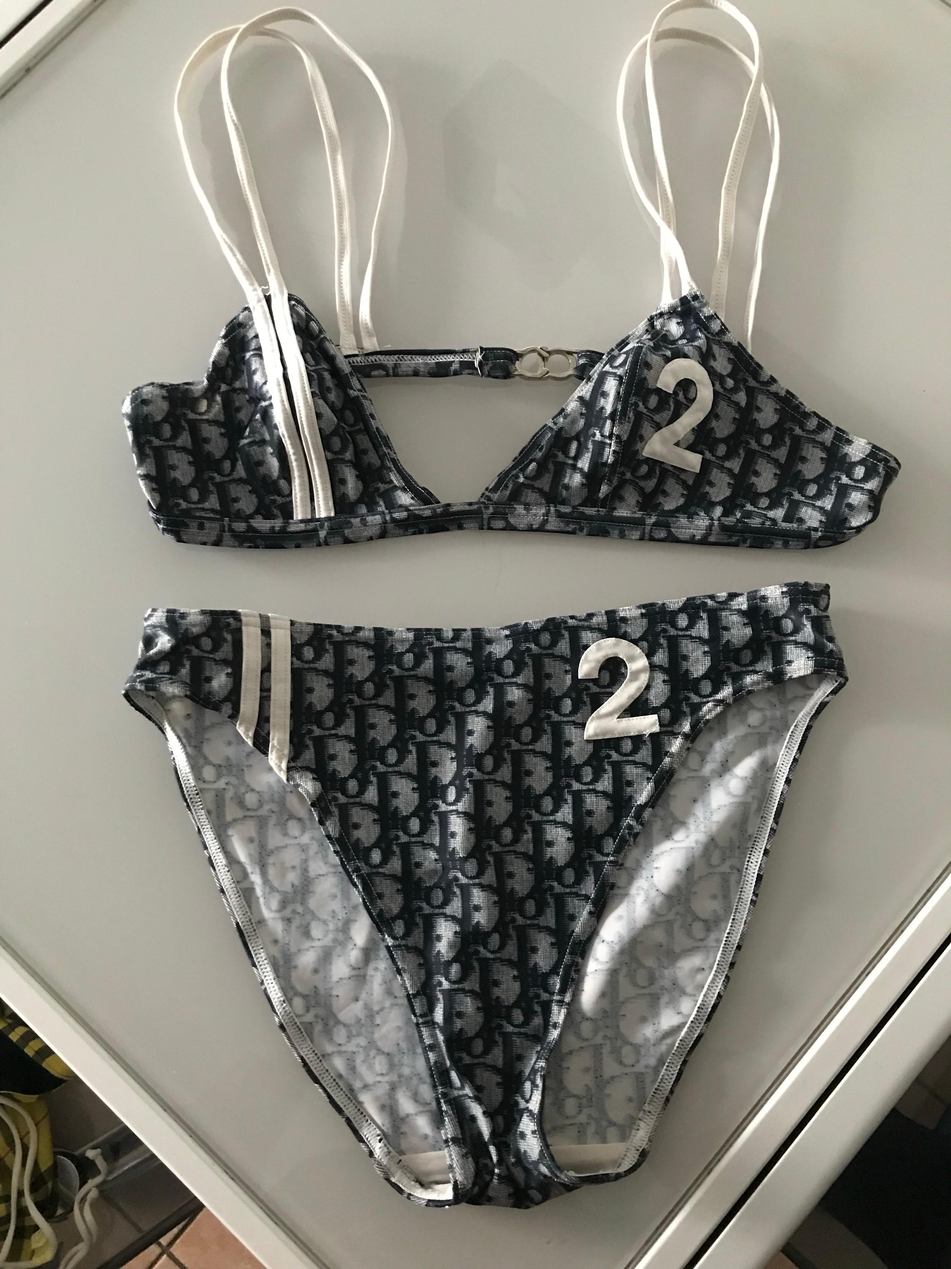 CHRISTIAN DIOR Maillot de bain monogramme oblique trotteur logo DIOR. Vintage.