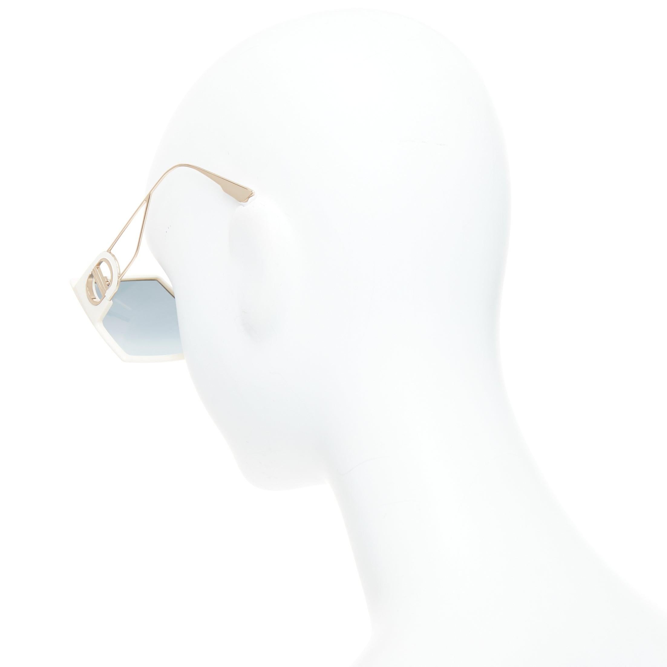 CHRISTIAN DIOR SZJ11 gold CD logo ivory oversized square sunglasses In Fair Condition In Hong Kong, NT