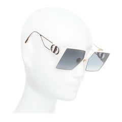 CHRISTIAN DIOR SZJ11 gold CD logo ivory oversized square sunglasses