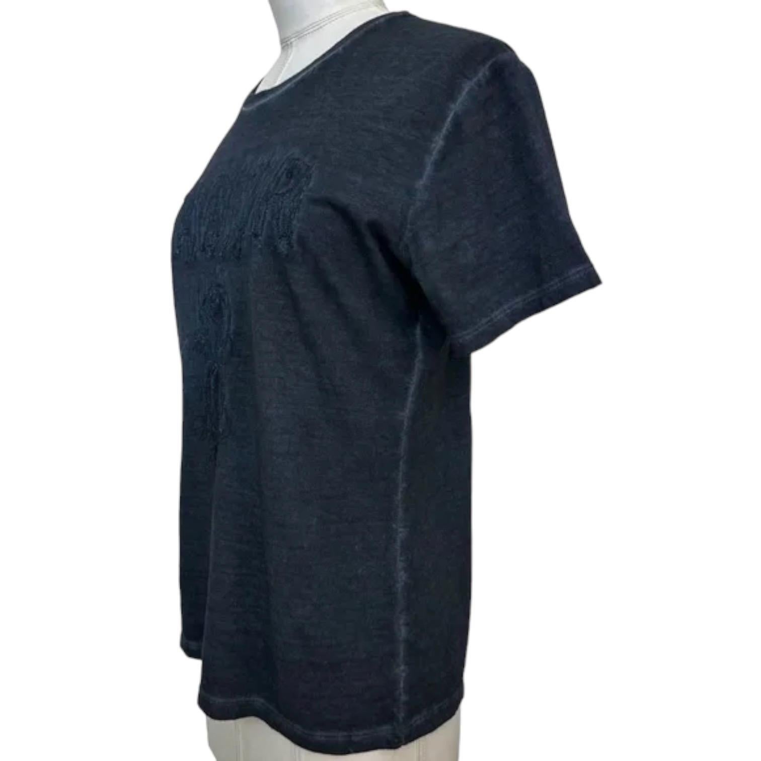 Black CHRISTIAN DIOR T-Shirt Top Tie-Dye Navy Blue Denim J'ADIOR 8 Short Sleeve Sz S For Sale