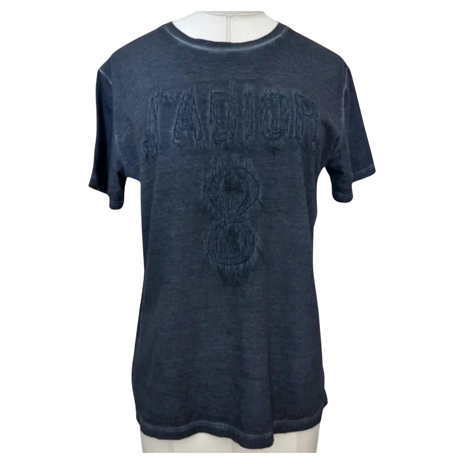 CHRISTIAN DIOR T-Shirt Top Tie-Dye bleu marine J'ADIOR 8 manches courtes Taille S en vente