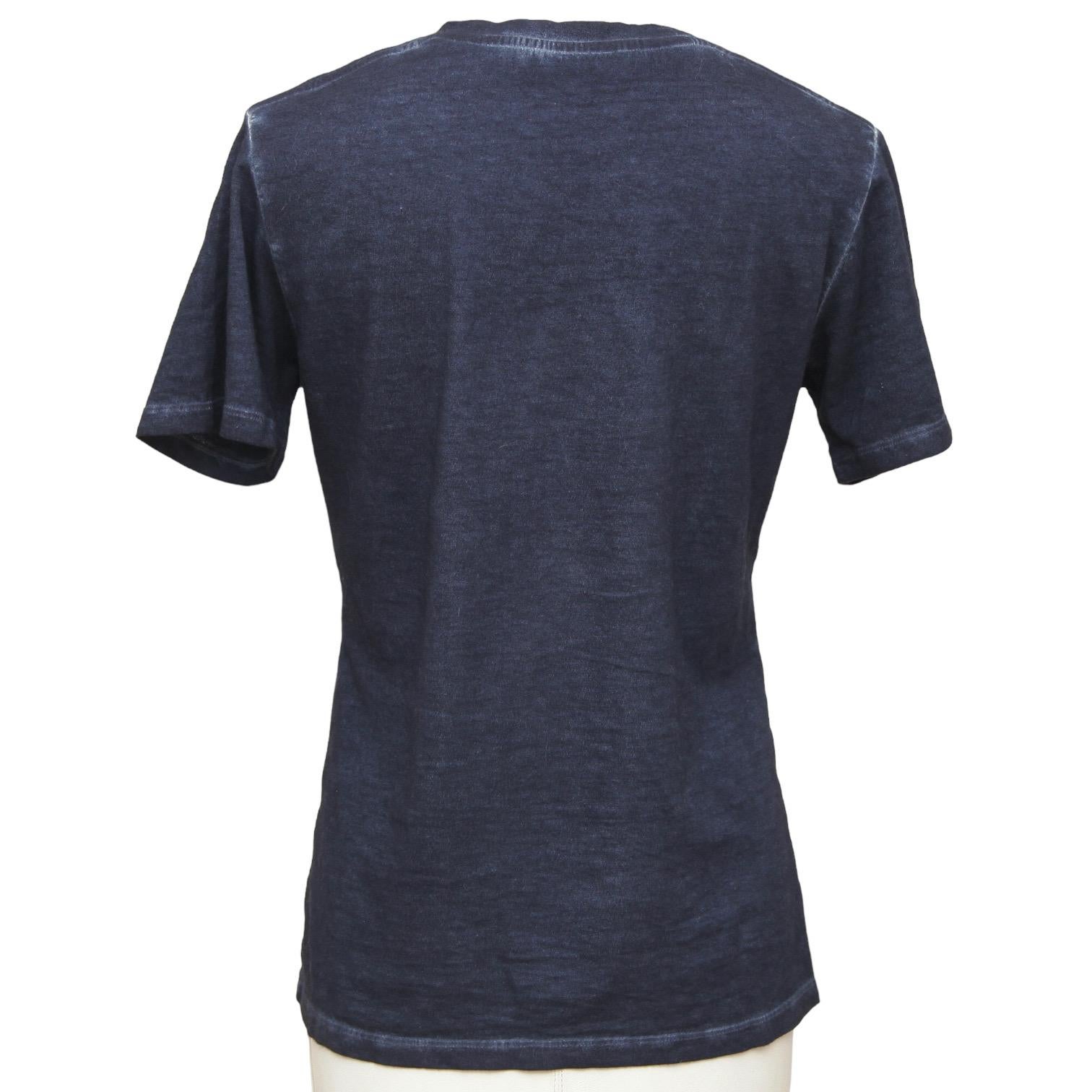 Women's CHRISTIAN DIOR T-Shirt Top Tie-Dye Navy Blue Denim J'ADIOR 8 Short Sleeve Sz XS For Sale