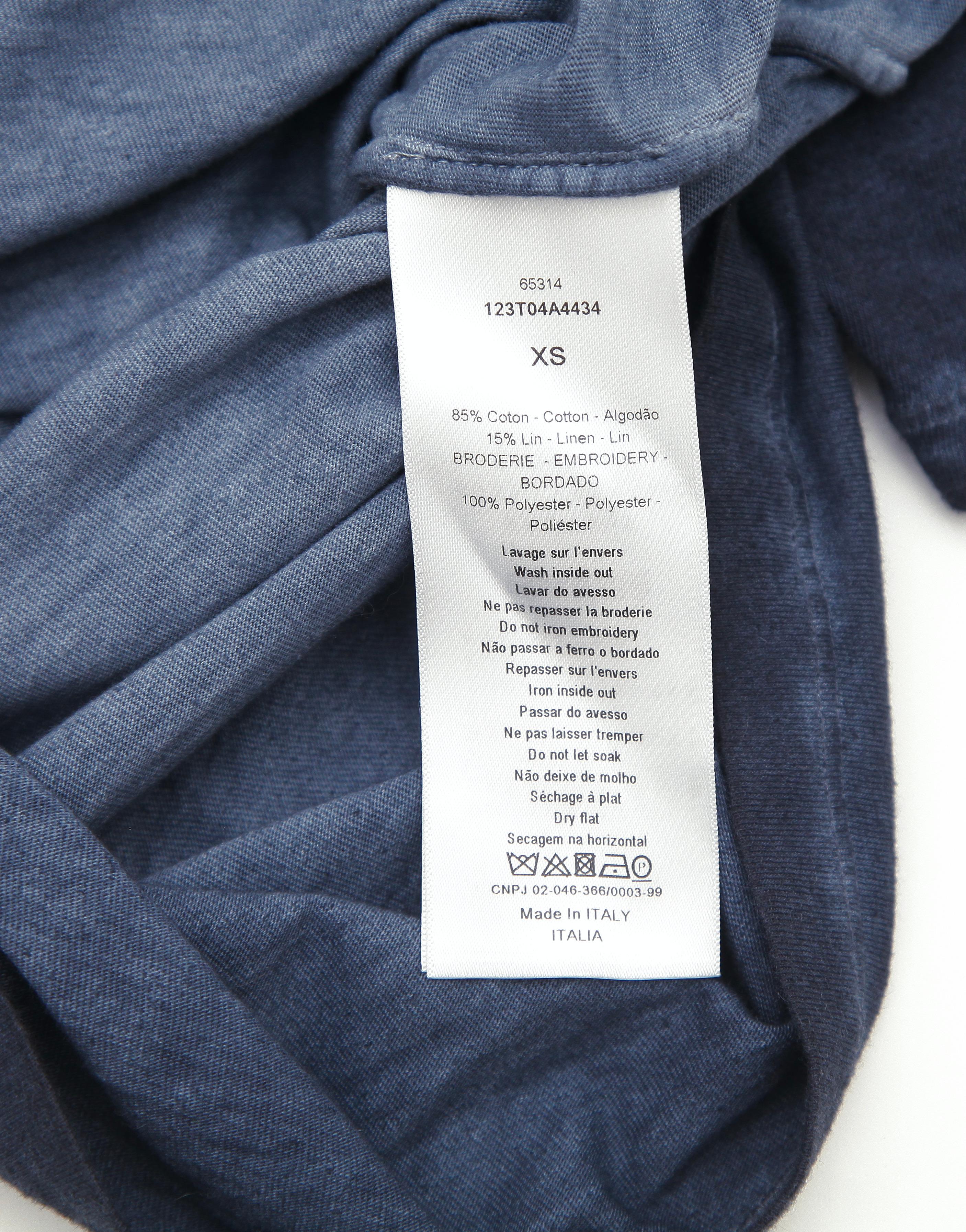 CHRISTIAN DIOR T-Shirt Top Tie-Dye Navy Blue Denim J'ADIOR 8 Short Sleeve Sz XS For Sale 2