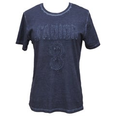 CHRISTIAN DIOR T-Shirt Top Tie-Dye en jean bleu marine à manches courtes J'ADIOR 8 Taille XS