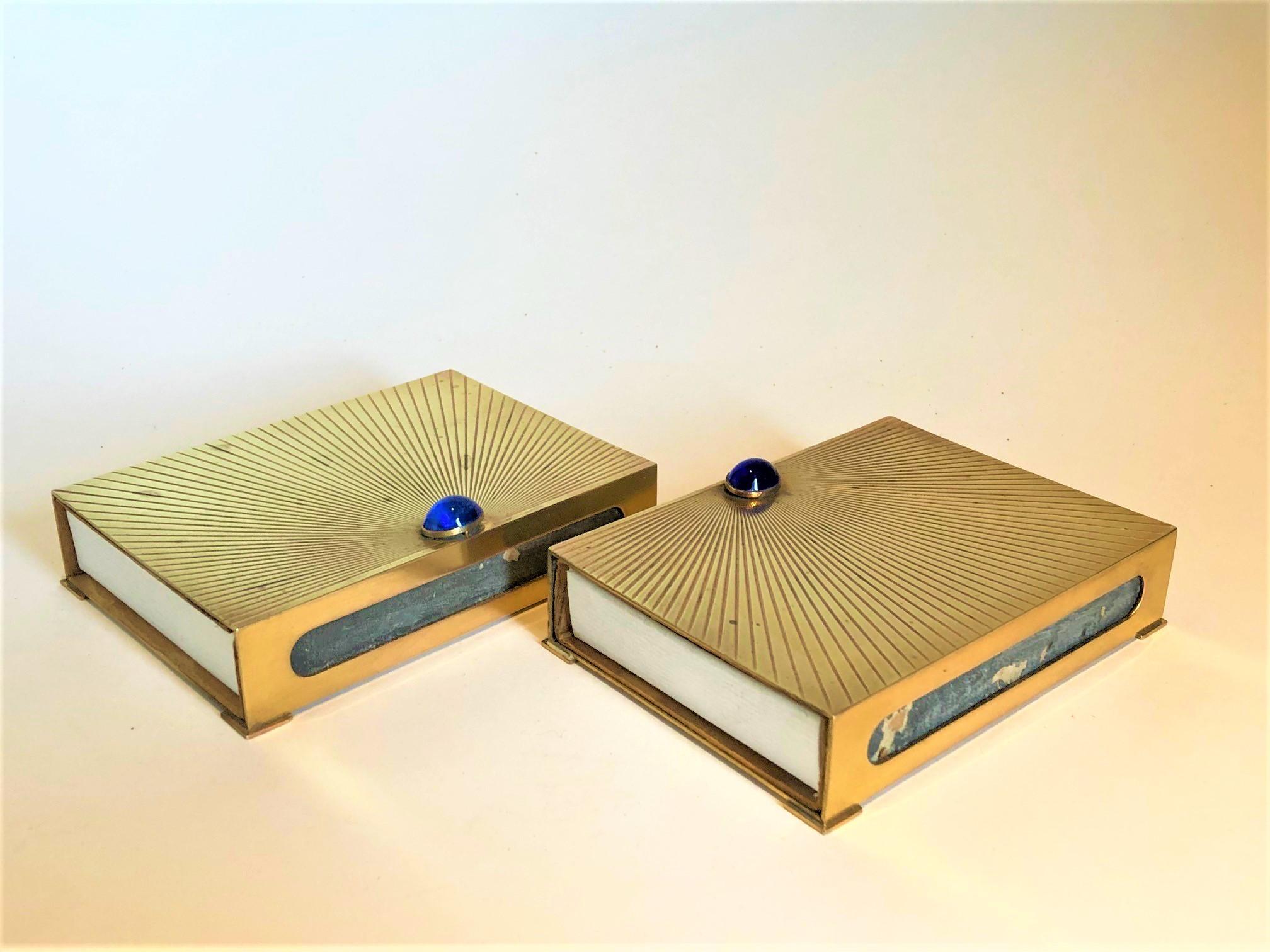 Christian Dior Cajas Doradas Vesta de Mesa para Fósforos, Francia Años 50 Dorado en venta