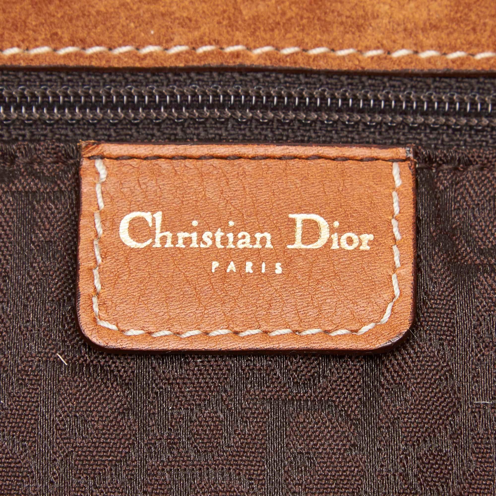 Brown Christian Dior Tan Calfskin Baudrier Saddle Bag Limited Edition 
