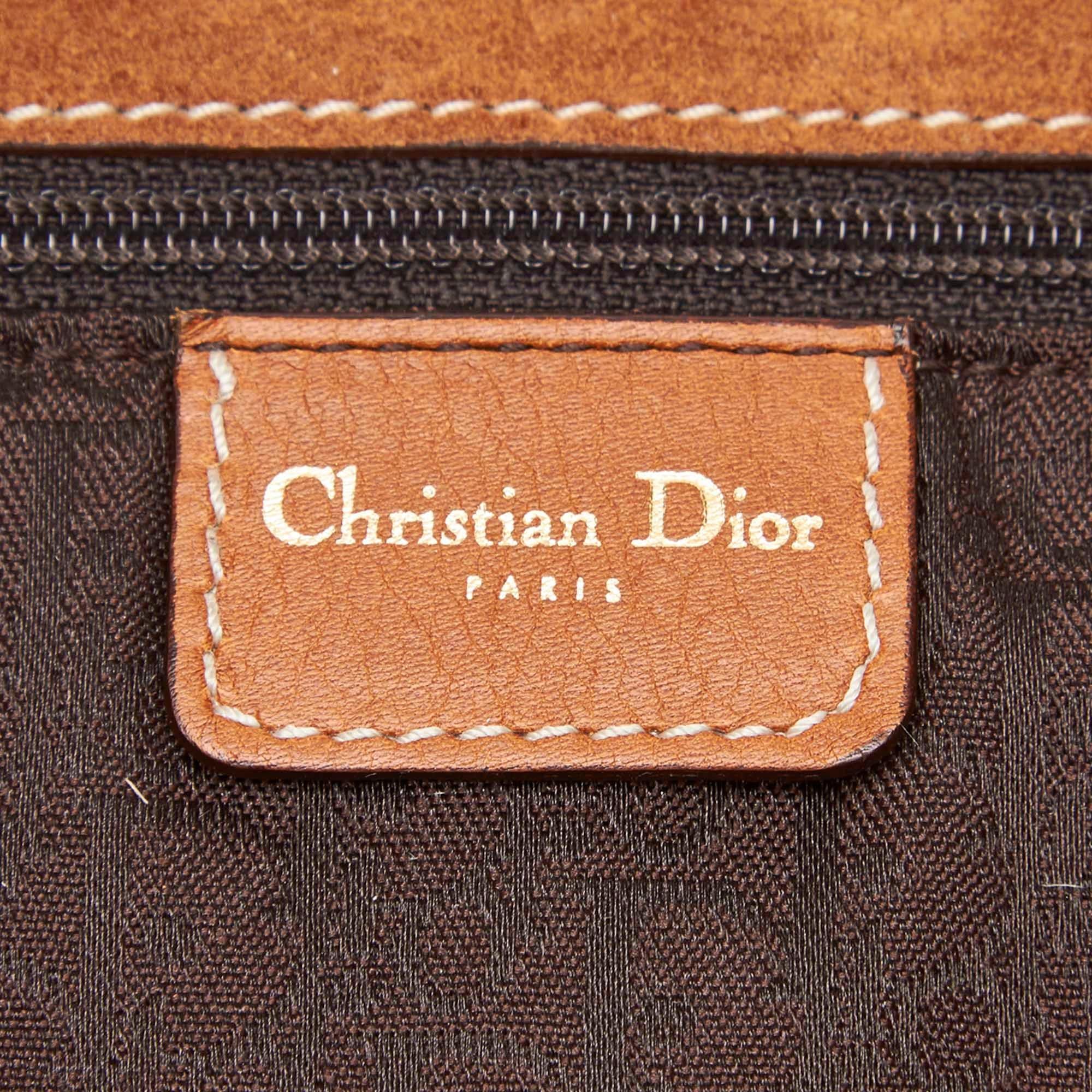 Brown Christian Dior Tan Calfskin Baudrier Saddle Bag Limited Edition