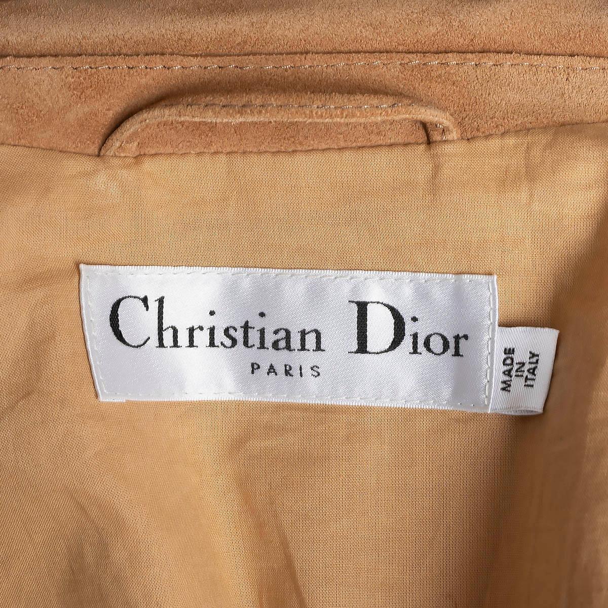 CHRISTIAN DIOR tan suede 2018 PRINTED FRINGED BAR Jacket 40 M For Sale 4