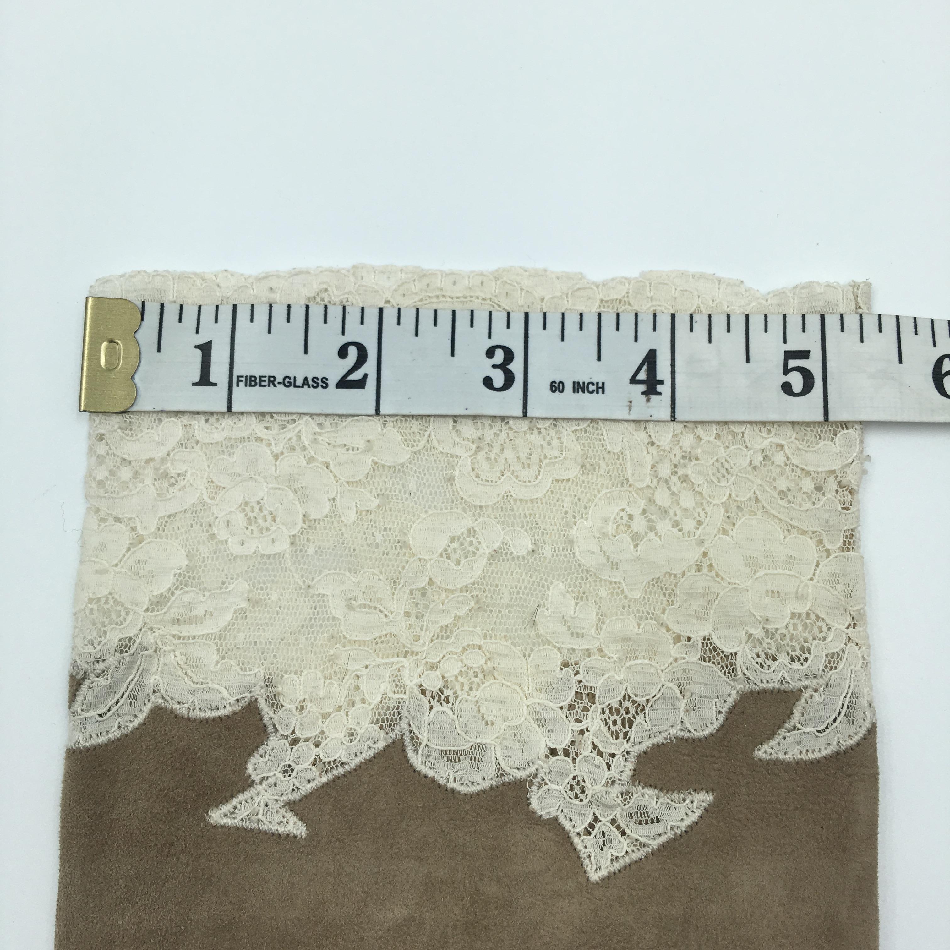 Christian Dior Tan Suede and Lace Trimmed Elbow Length Gloves NWT For Sale 3