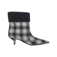 Christian Dior Tartan Beat Ankle Boot Black and White 37.5