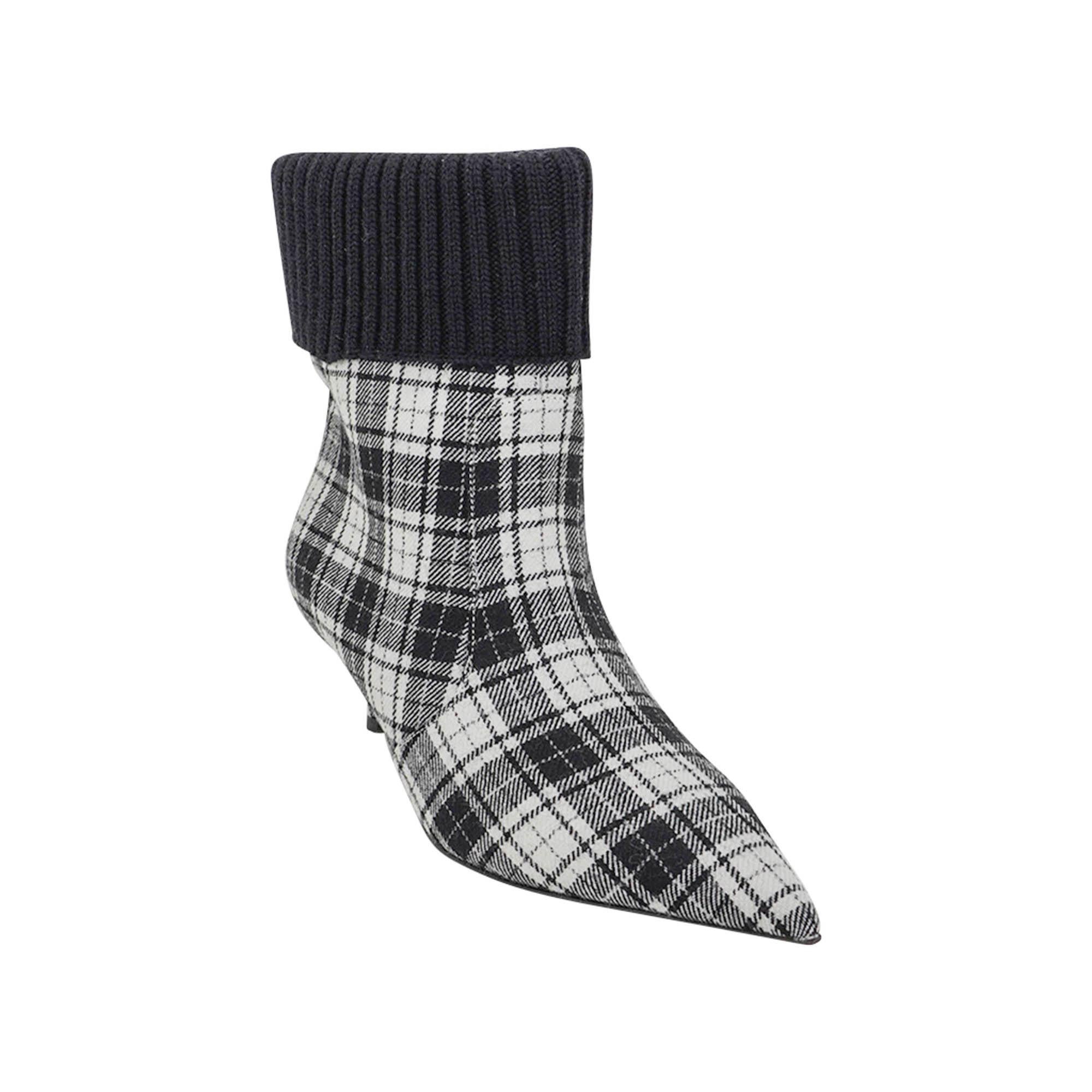 Christian Dior Tartan Beat Ankle Boot Black and White 37.5 In New Condition For Sale In Miami, FL