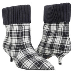 Christian Dior Tartan Beat Ankle Boot Black and White 37.5