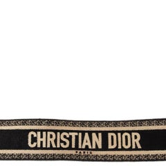 CHRISTIAN DIOR taupe black EMBROIDERED LOGO Shoulder Strap