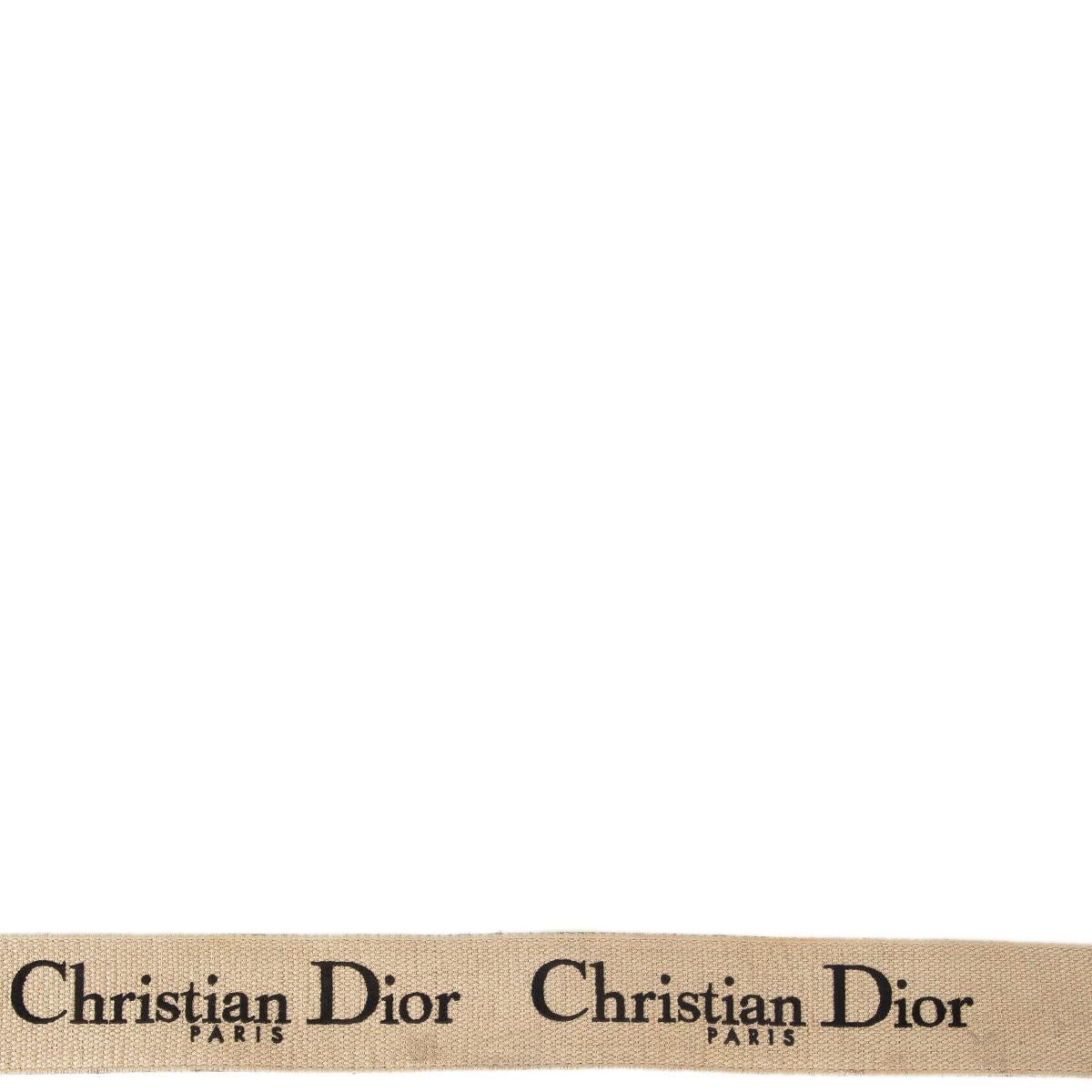 CHRISTIAN DIOR taupe black EMBROIDERED LOGO Shoulder Strap at 1stDibs
