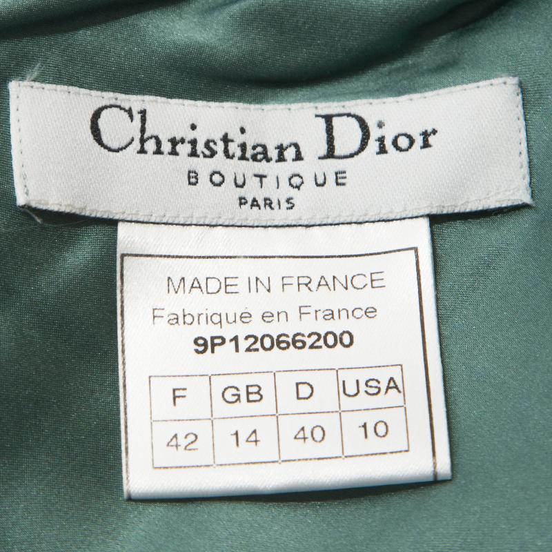Christian Dior Teal Crepe Contrast Lace Insert Slip Dress L In Good Condition In Dubai, Al Qouz 2