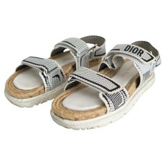 Christian Dior Technisches Gestrick Jute Dioract Weiße Sandalen 38