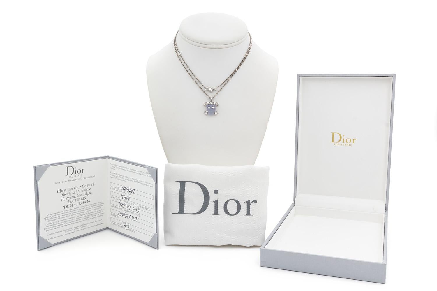 Christian Dior TÊTE DE MORT Skull Necklace 18k Gold Diamond Chalcedony $12, 730 4