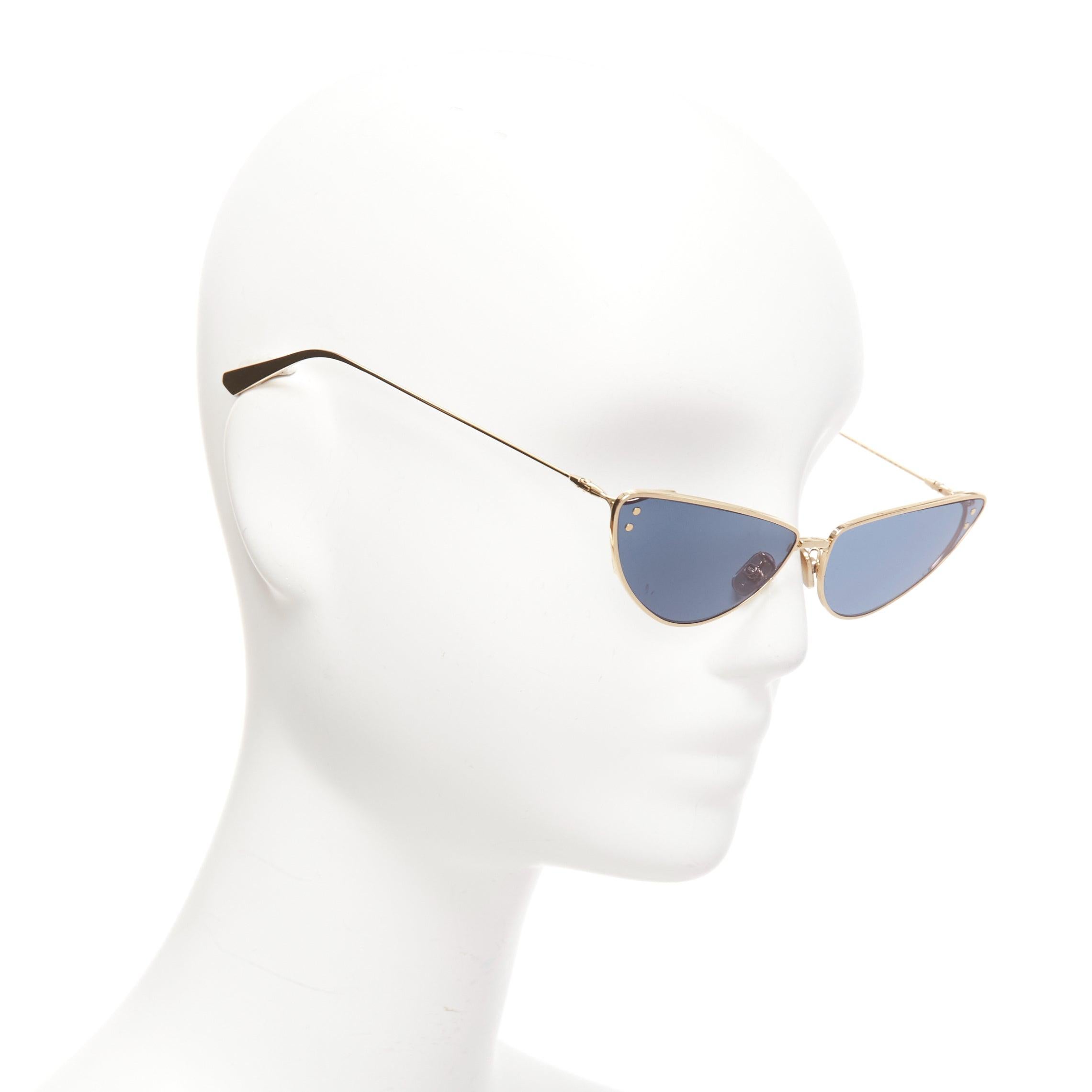 Gray CHRISTIAN DIOR TF22020406 gold trim blue half moon cat eye sunglasses