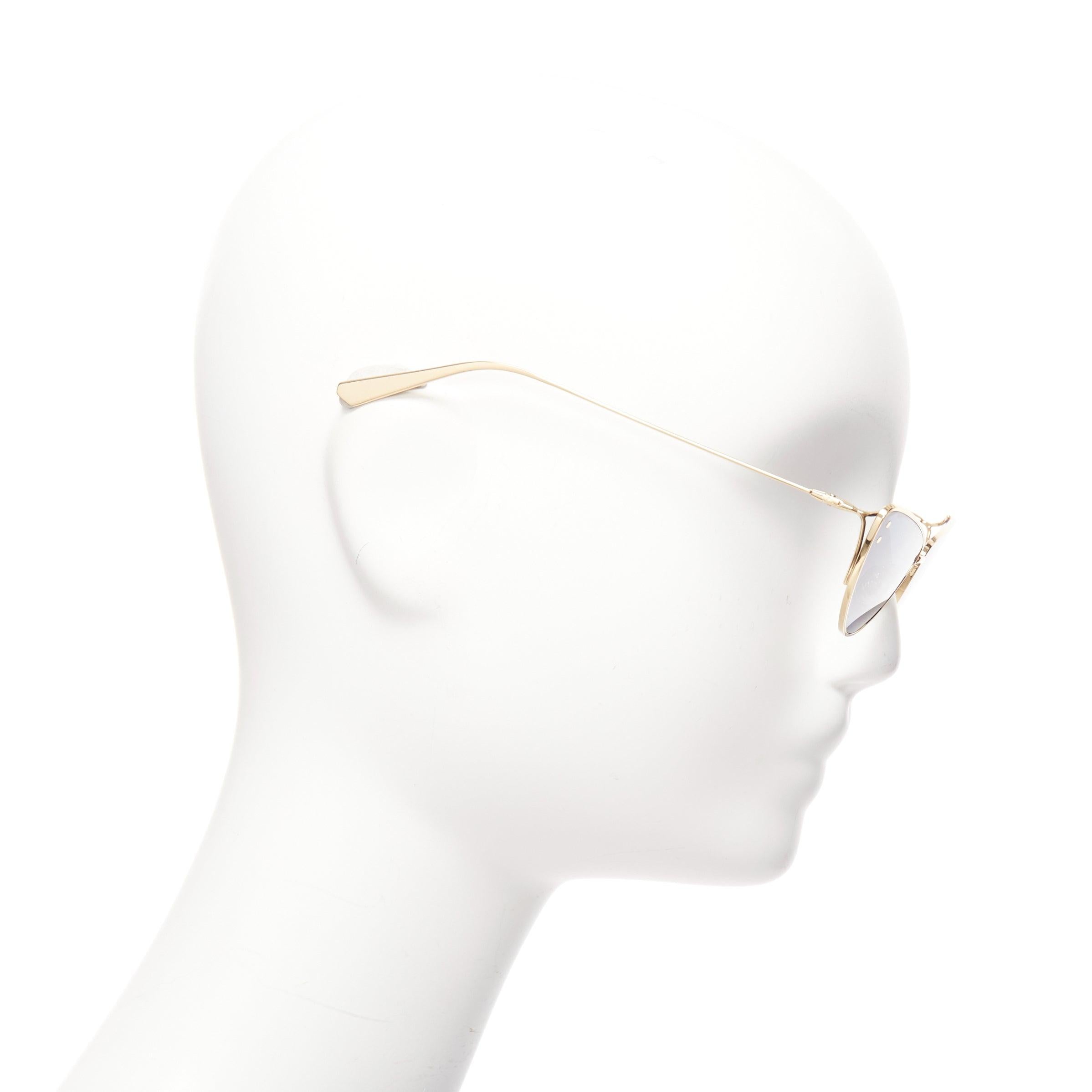 CHRISTIAN DIOR TF22020406 gold trim blue half moon cat eye sunglasses In Excellent Condition In Hong Kong, NT