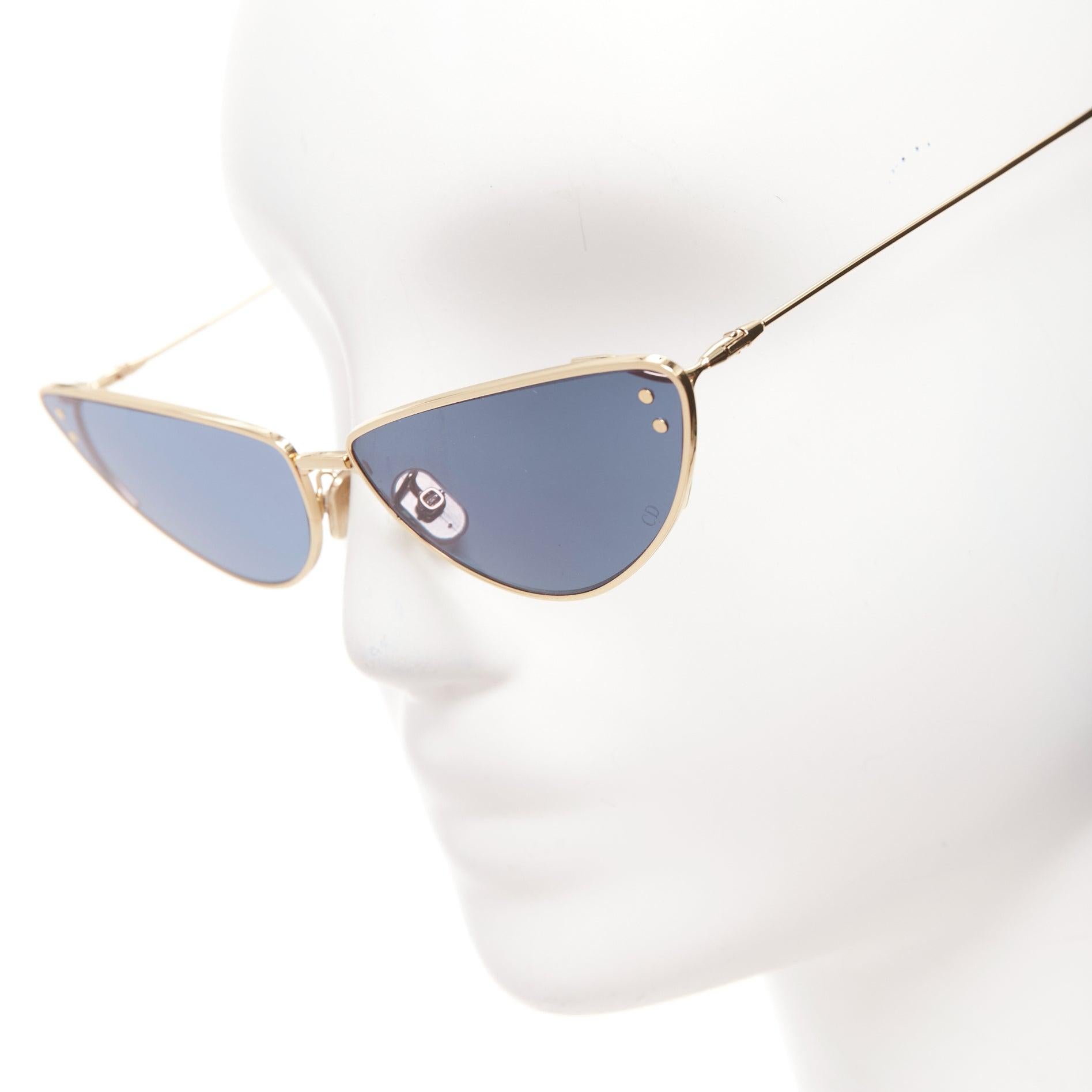 CHRISTIAN DIOR TF22020406 gold trim blue half moon cat eye sunglasses 2