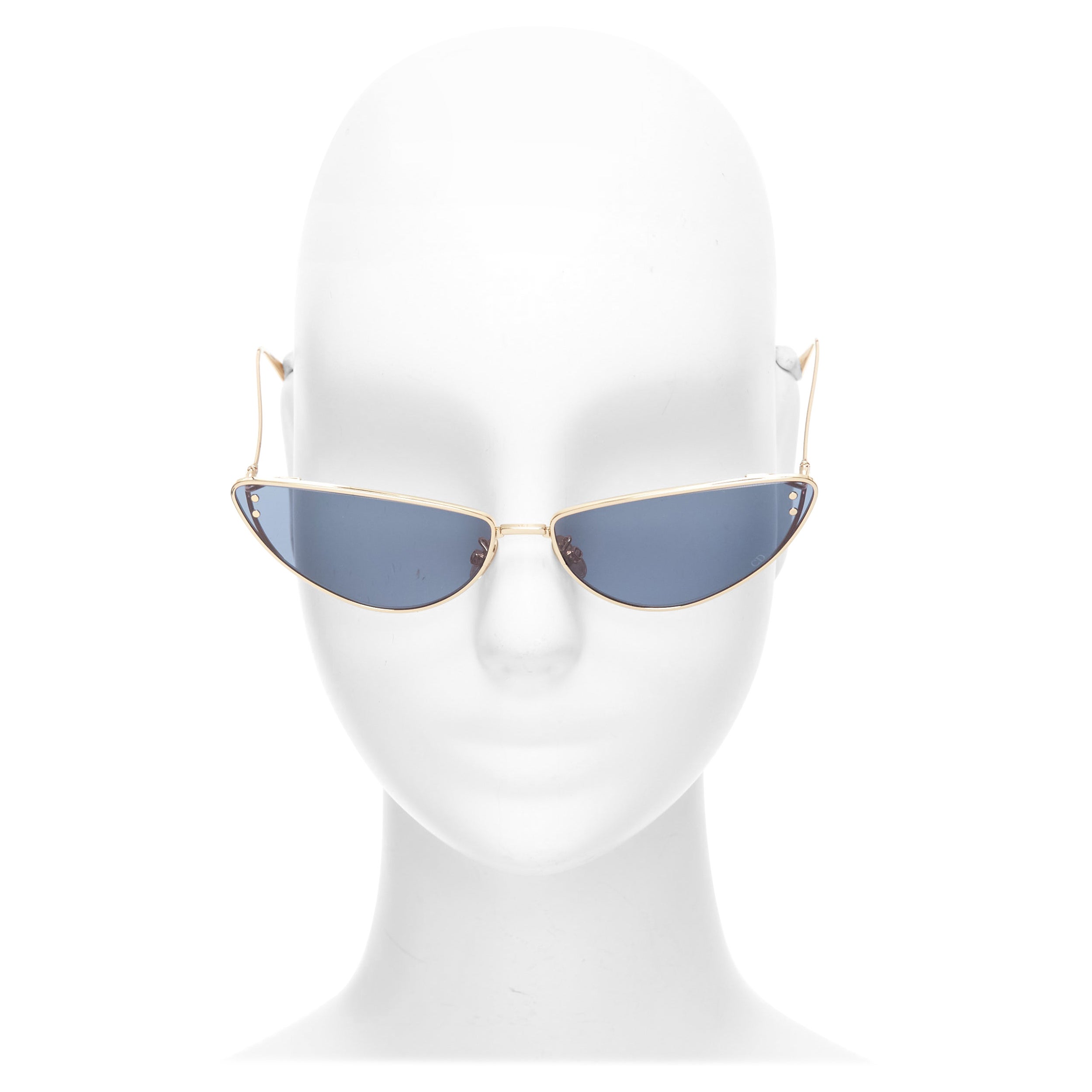 CHRISTIAN DIOR TF22020406 gold trim blue half moon cat eye sunglasses