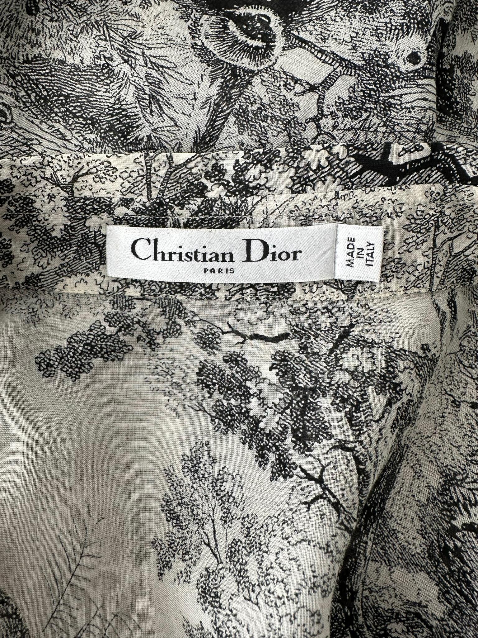 Christian Dior Toile de Jouy Black & White Sheer Cotton Voile Tunic Dress 10 For Sale 11