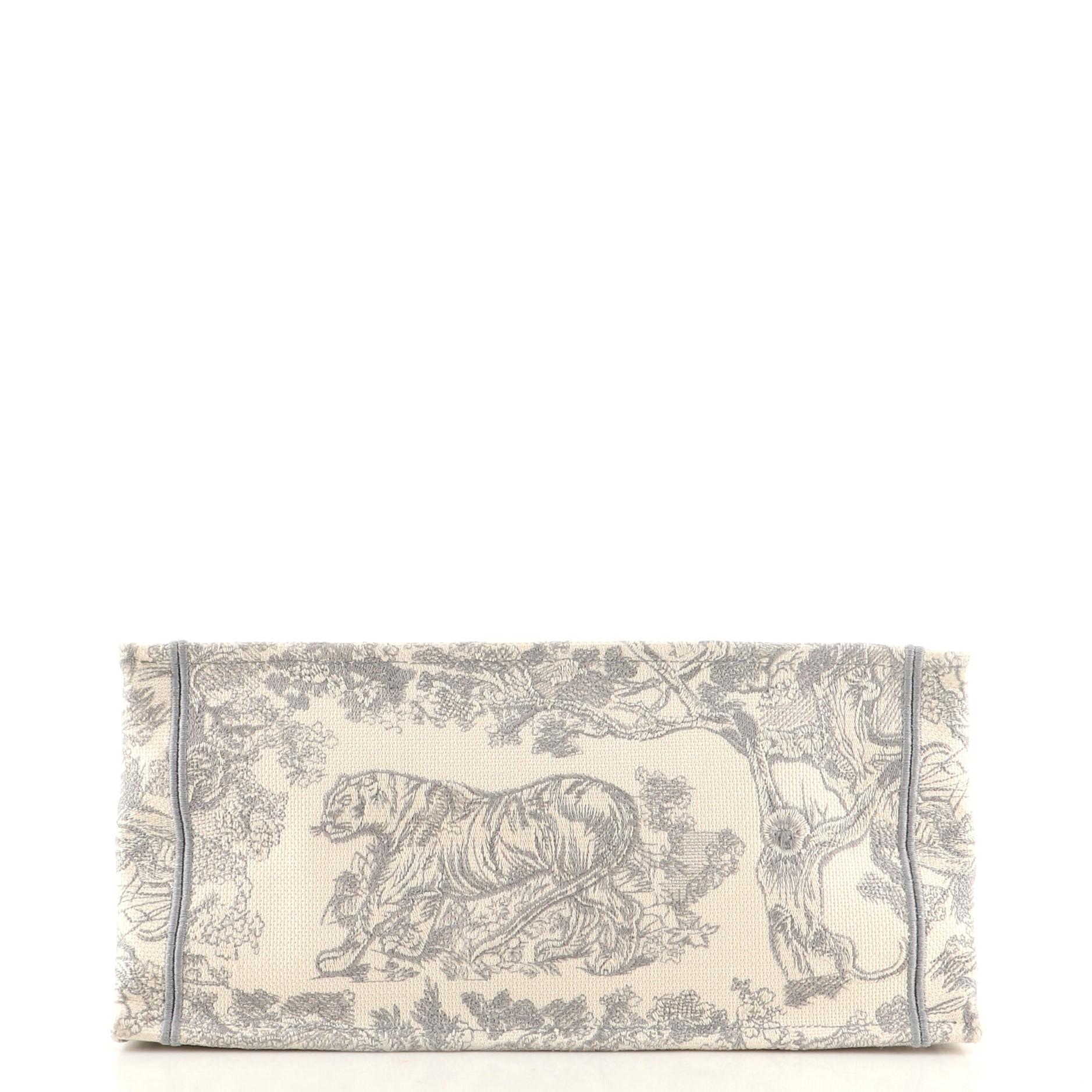 Beige Christian Dior Toile de Jouy Book Tote Embroidered Canvas Small
