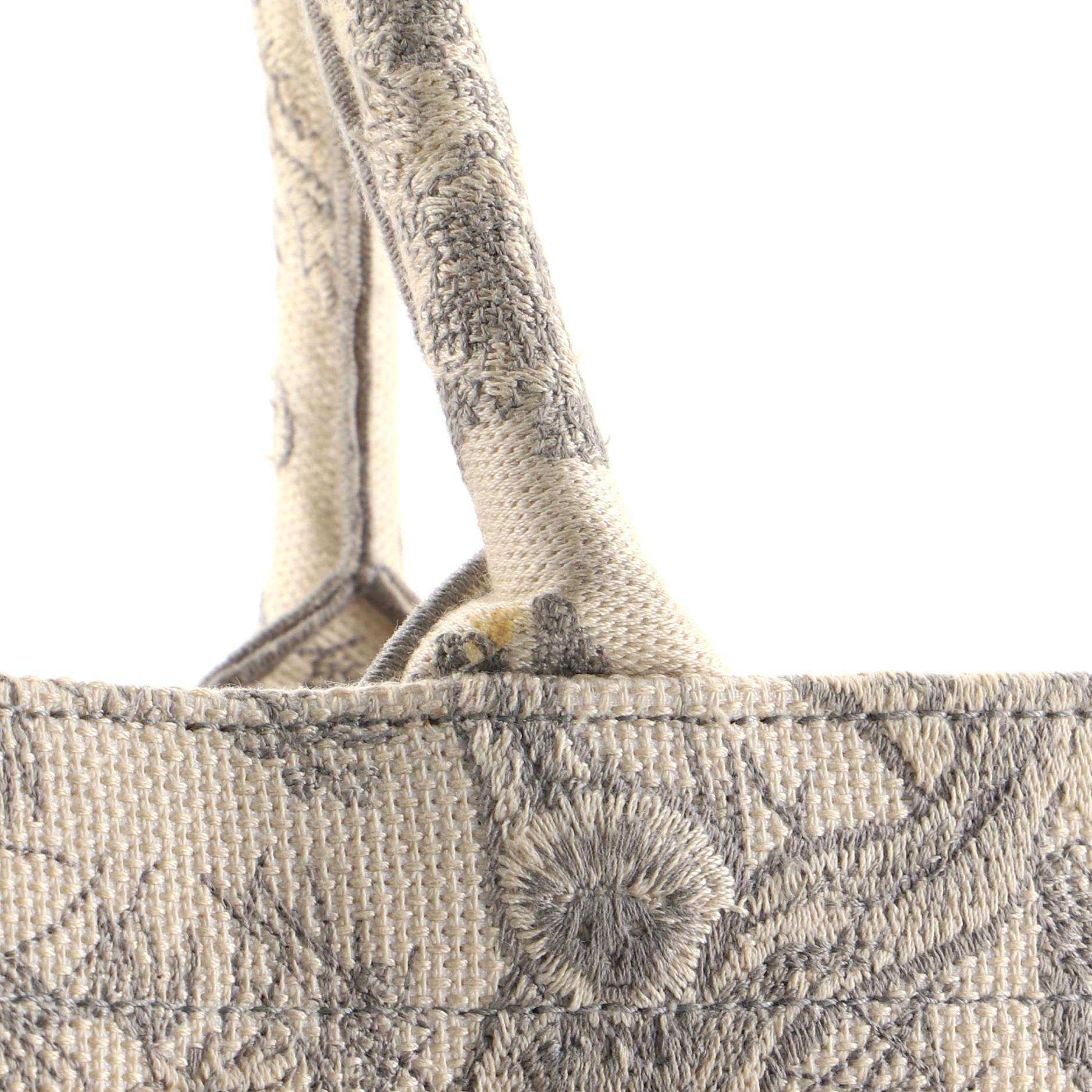 Women's or Men's Christian Dior Toile de Jouy Book Tote Embroidered Canvas Small