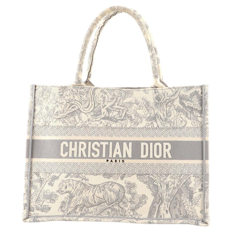 Christian Dior Toile de Jouy Book Tote Embroidered Canvas Small at 1stDibs