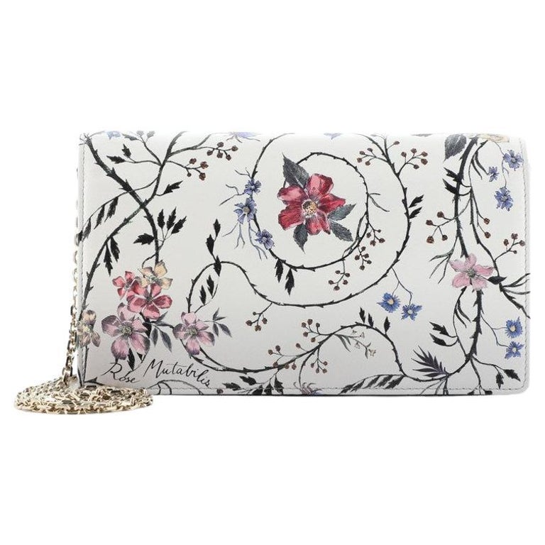 Christian Dior Toile De Jouy Clutch with Chain Printed Leather at 1stDibs