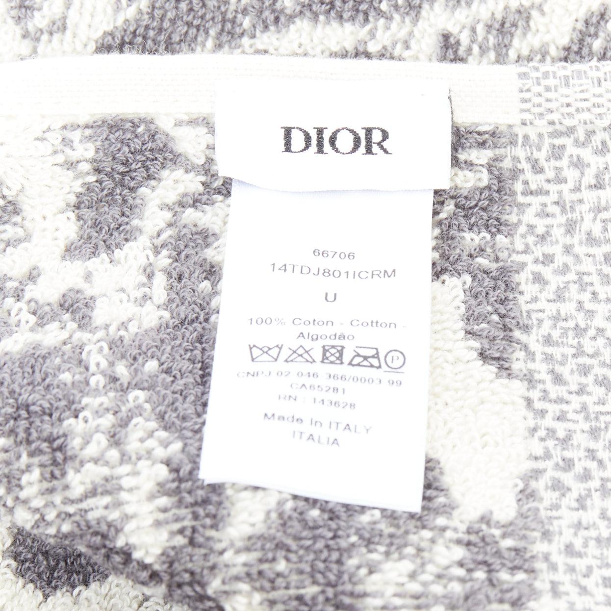 CHRISTIAN DIOR Toile de Jouy gris marfil reverso algodón gran toalla de playa en venta 3