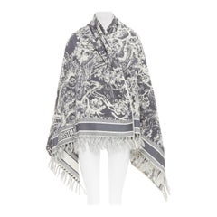 Telo mare CHRISTIAN DIOR Toile de Jouy in cotone rovesciato grigio avorio