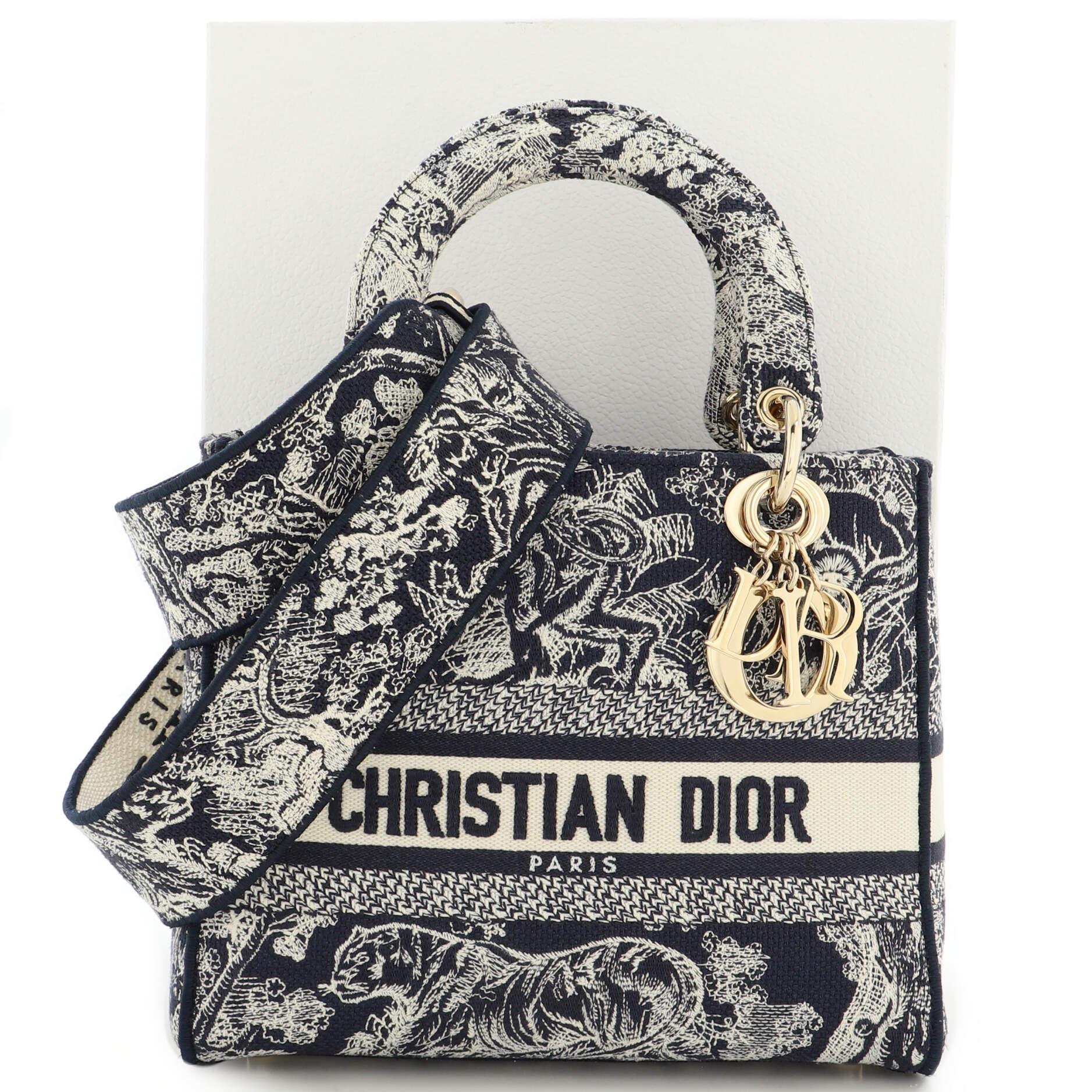 CHRISTIAN DIOR Canvas Embroidered Medium Dioriviera Toile De Jouy Book Tote  Blue | FASHIONPHILE